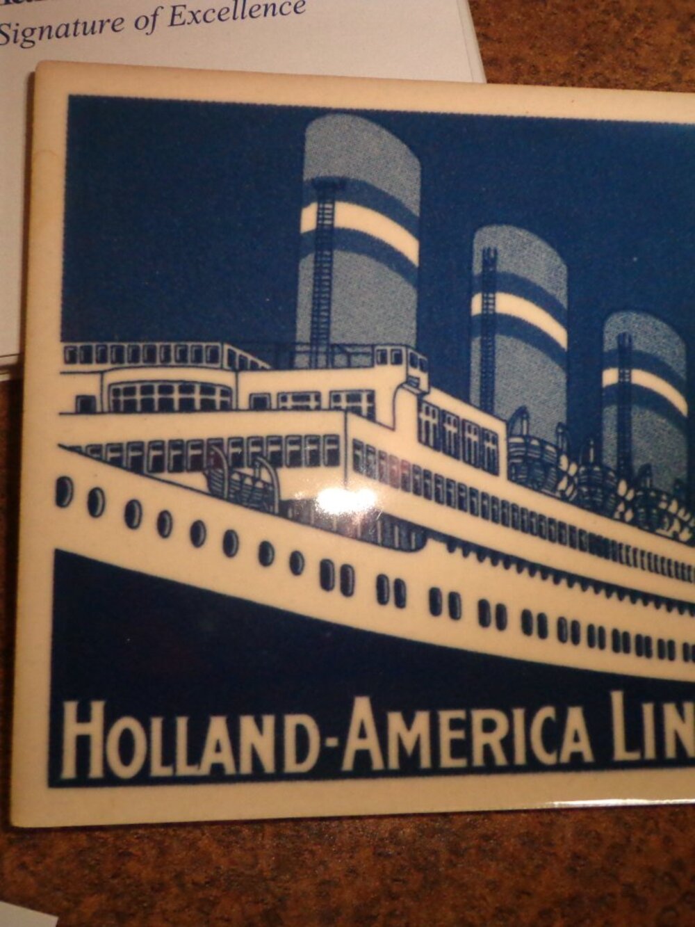 NEW HOLLAND AMERICA LINE Ceramic Coaster Cork Bottom